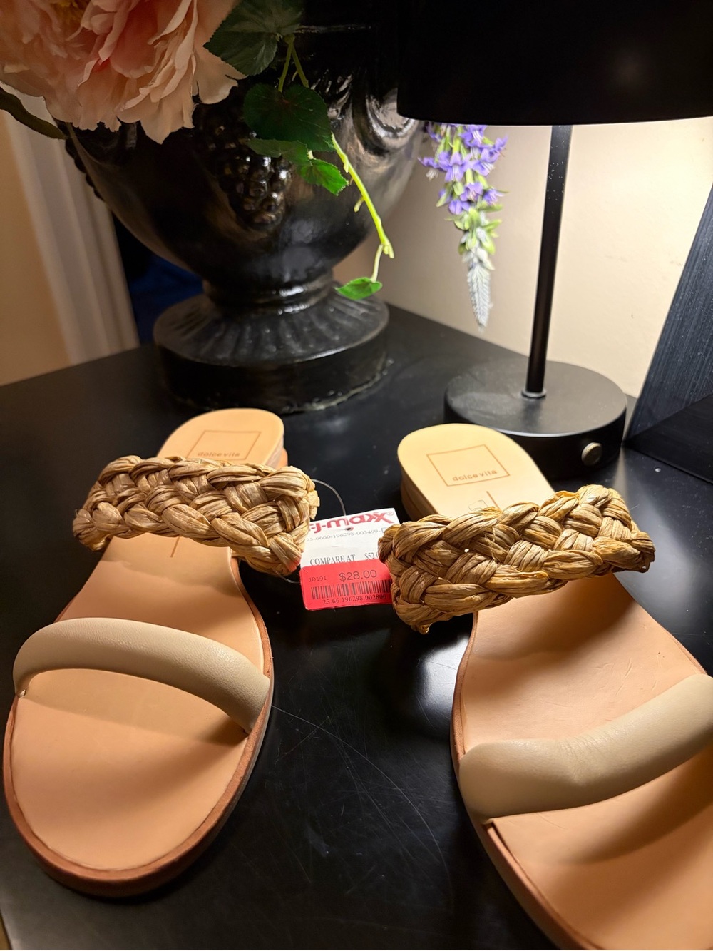 Dolce Vita Braided Strap Slide Sandals in Natural Beige